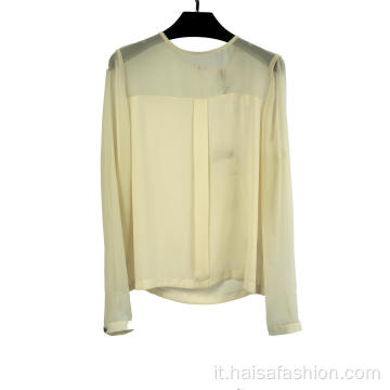 Pullover beige con scollo a O da donna